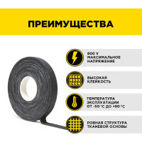 Изолента AVIORA ХБ, 15 мм, 20 м, вес 180 г 305-045