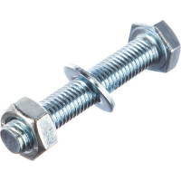Болт с шестигранной головкой DIN933 оцинкованный М10x60 мм, в комплекте с гайкой и шайбой, 2 шт в пакете Zitar 114056