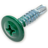 Саморез с прессшайбой Качественный крепеж зеленый мох 4,2х19 сверло 250 шт 0300215 КЧ