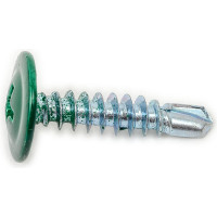 Саморез с прессшайбой Качественный крепеж зеленый мох 4,2х19 сверло 250 шт 0300215 КЧ