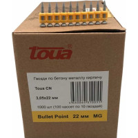 Гвозди по бетону MG bullet point 3,05x22 мм, 1000 шт. TOUA 30522stepMGBP