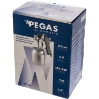 Краскопульт Pegas pneumatic нижний бак, сопло 2.5 мм PGS-2706