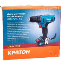 Аккумуляторная дрель-шуруповерт Кратон CDB-12-Li-1,5 3 11 01 058