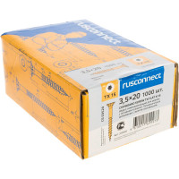 Шуруп Rusconnect CS 03520 с/нарез. д/дерева, потай, 3,5х20, 1000 шт. Желтый цинк 313520
