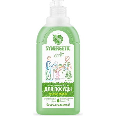 Средство для мытья посуды SYNERGETIC 500 мл, Яблоко, антибактериальное, дозатор 605559 103052 103052/14