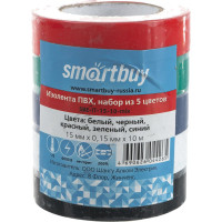 Изолента, набор из 5 цветов Smartbuy 0.15х15 мм, 10 метров SBE-IT-15-10-mix