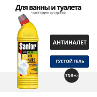 Средство для уборки туалета 750 г WC gel лимонная свежесть SANFOR 1550 601958