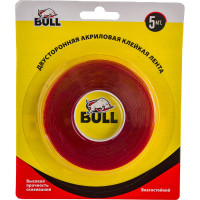 Акриловая двухсторонняя клейкая лента Bull 10мм х 5м прозрачный BAT1005