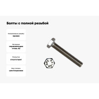 Болты с полной резьбой КРЕП-КОМП нержавеющие DIN933 А2 10х40 10шт бпн1040мф