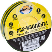 Изолента ПВХ Aviora 15 мм x 20 м желто-зеленая 305-059
