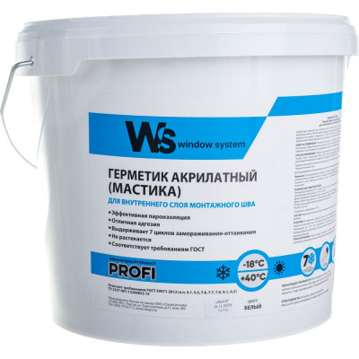 Window system герметик акриловый, белый, ведро 7 кг. wsins007