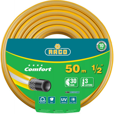 Raco Шланг COMFORT поливочный, 30атм., армированный, 3-х слойный, 1/2x50м 40303-1/2-50_z01