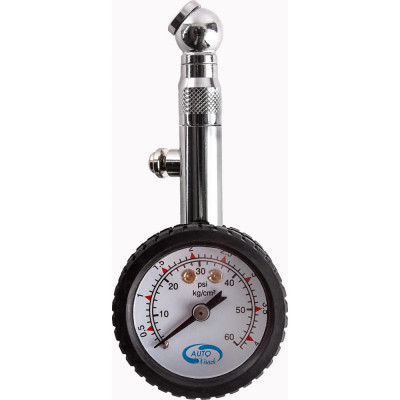 AUTOVIRAZH Манометр шинный металл. в блистере с клапаном AV-011406