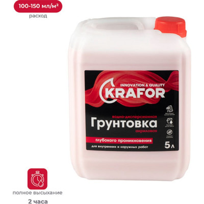 Krafor грунтовка глубокого проник. универс. 5 л 1 красная этик. 27338