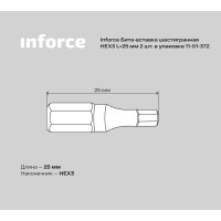 Inforce вставка-бита шестигранная HEX3 L 25 2шт в упаковке 11-01-372