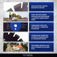 Диск алмазный Professional по асфальту (350х25.4/20) для резчиков KEOS DBA02.350