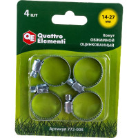 Обжимной хомут QUATTRO ELEMENTI 14-27 мм оцинкованный, 4 шт 772-005