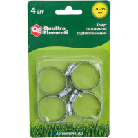 Обжимной хомут QUATTRO ELEMENTI 20-35 мм оцинкованный, 4 шт 642-203