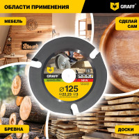 Диск пильный по дереву для УШМ Speedcutter (125х22.2 мм) GRAFF