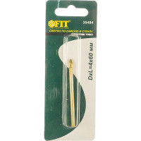 Сверло по кафелю и стеклу, 4 режущие кромки, титановое покрытие 4х60 мм FIT IT 35484