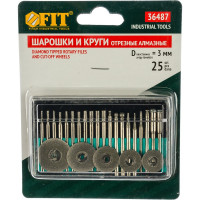 Шарошки и круги отрезные с алмазным напылением 25 шт. FIT 36487