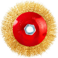 Щетка тарельчатая (125 мм; М14; латунированная волнистая 0.35 мм) для УШМ Elitech 1820.075300