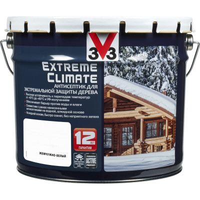 Акриловый антисептик для дерева V33 EXTREME CLIMATE матовый, жемчужно-белый 117452