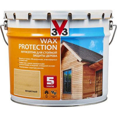 Алкидный антисептик для дерева с добавлением воска V33 WAX PROTECTION бесцветный 117380