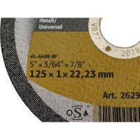 Универсальный отрезной круг Klingspor  A60 Extra 125x1x22,23мм, Т41 (прямой) 262937