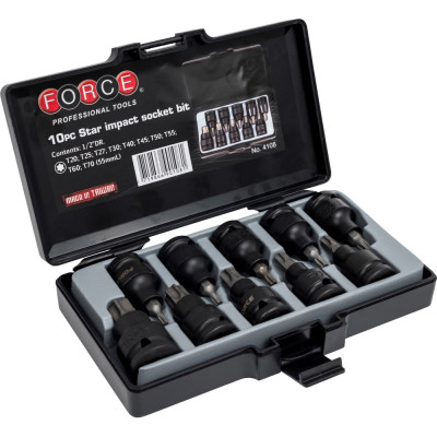 Набор ударных головок-бит TORX 1/2", 10 шт. FORCE 4108