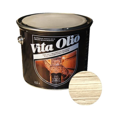 Масло для внутренних работ с твердым воском шелковисто-матовое бесцветное VITA OLIO, 2,5 л 252623