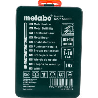 Набор сверл 19 шт. (1-10 мм; HSS-TiN) Metabo 627156000
