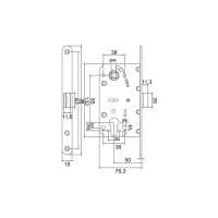 Замок под цилиндр с полиамидным язычком Ренц PALOMA (межосевое расстояние 85 мм; бронза античная) INLB 85 PL AB