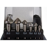 Набор зенковок 90° (6 шт; 6.3, 8.3, 10.4, 12.4, 16.5, 20.5; HSS) Bucovice Tools 741806