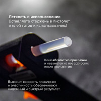 Клеевые стержни, диаметр 7 мм, длина 100 мм, прозрачные, комплект 6 шт. BRAUBERG 670291