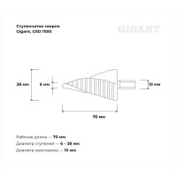 Сверло ступенчатое (6-38 мм; 12 ступеней) Gigant GSD 11051