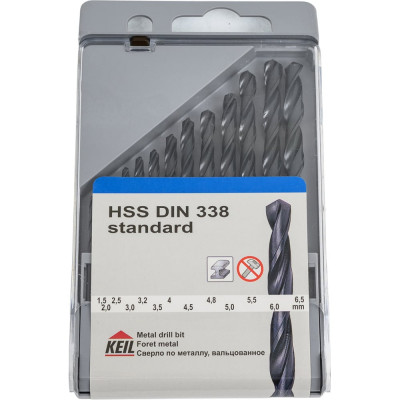 Набор сверл по металлу HSS DIN 338 1,5-6,5 мм, 13 шт. KEIL 300213165