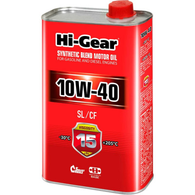 Масло моторное полусинтетическое 1л 10W-40 SL/CF Hi-Gear HG1110
