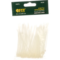 Хомуты FIT IT нейлоновые, белые для проводов, 100 шт., 80 мм 60408
