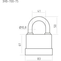 Навесной всепогодный замок НОРА-М ЗНВ-700-75 83 мм 3кл. 16725