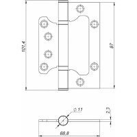 Универсальная петля без врезки AJAX 100/P-2B 100x2,3 SN мат.никель 39753