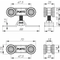 Комплект роликов для раздвижных дверей PUNTO Soft LINE 55/4 38357