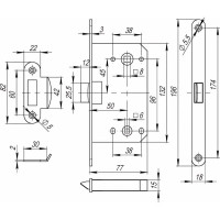Врезная защелка Fuaro PLASTIC P96WC-50 SN мат. никель 33619