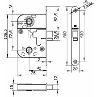 Межкомнатный замок Fuaro 2014-WC/S-CP хром 37877
