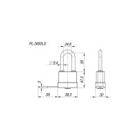 Навесной замок Fuaro PL-3650 LS 50 мм 3 англ.кл. удлиненная дужка БЛИСТЕР 26407
