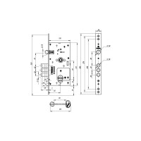 Врезной сувальдный замок с защелкой Fuaro V25/S-60.85.3R16, 4 кл. 36245