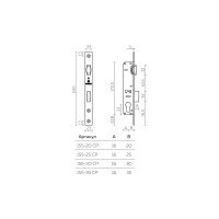 Корпус узкопрофильного замка с роликовой защелкой Fuaro 155-30 CP хром 27557