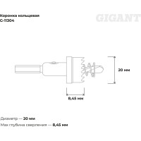 Коронка кольцевая 20 мм Gigant G-11304