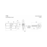 Цилиндровый механизм НОРА-М ЛУВ-60 30-30 хром Х 5333