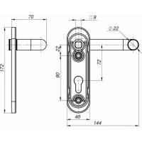 Ручка на планке Fuaro DH-0433/2 для антипаники 1300А, 1700A - без пружины 41403